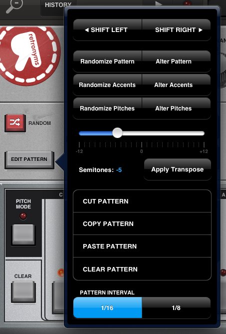 TT-303 Edit Pattern Menu